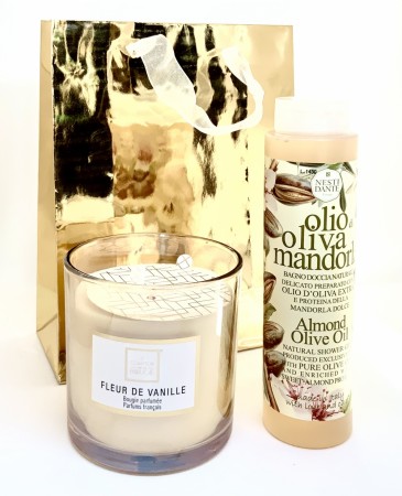 NESTI DANTE Olive Oil Shower + BOUGIE Vanilje Duftlys m/Gavepose
