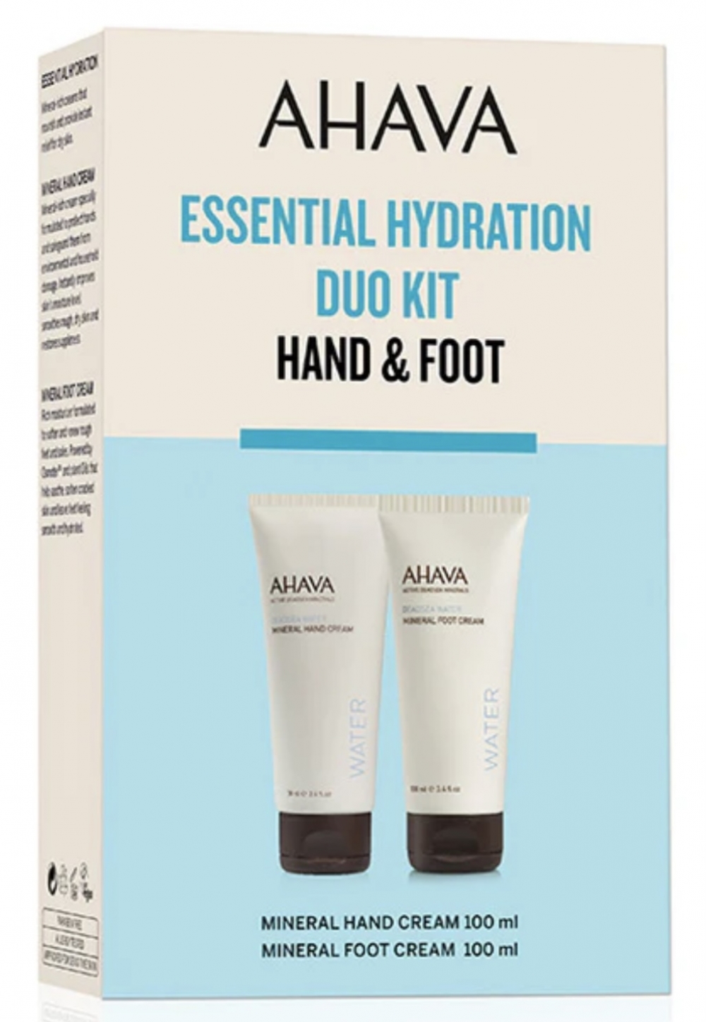 100 ml AHAVA Mineral Håndkrem og 100 ml AHAVA Mineral Fotkrem: To klassiske fullsize bestselgere på flott tilbud. Dødehavsmineraler har en unik egenskap: De renser huden samtidig som de tilfører god fuktighet og næring. Uten paraben og SLS/SLES.